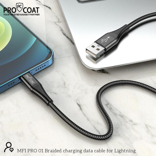 PROCOAT CHARGING CABLE MFI IPHONE PRO 01 ORG-421